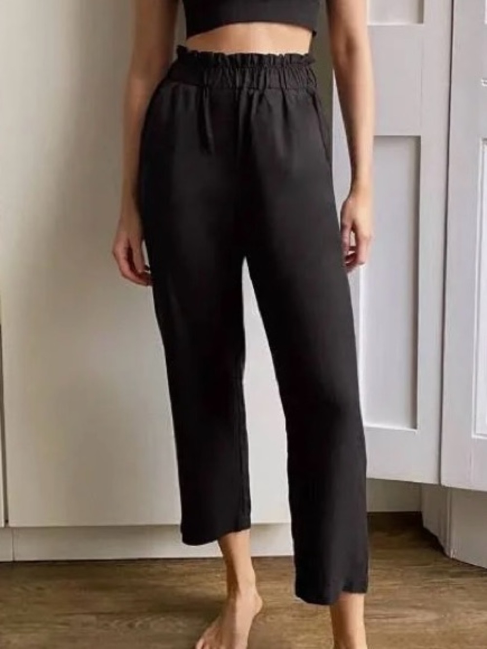 The Group by Babaton Aritzia Calipso Paper-bag Pants Black 100% Lyocell Size M